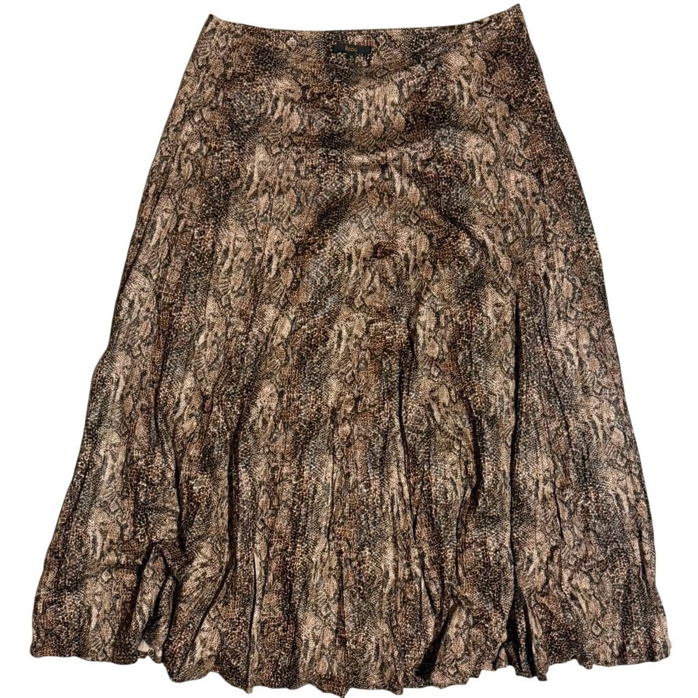 Reba Brown Snakeskin Print A-Line Midi Skirt Size 12 Faux Leather Look Western